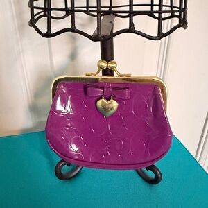 Coach Madison Patent Leather Kiss-Lock Coin Purse - Purple